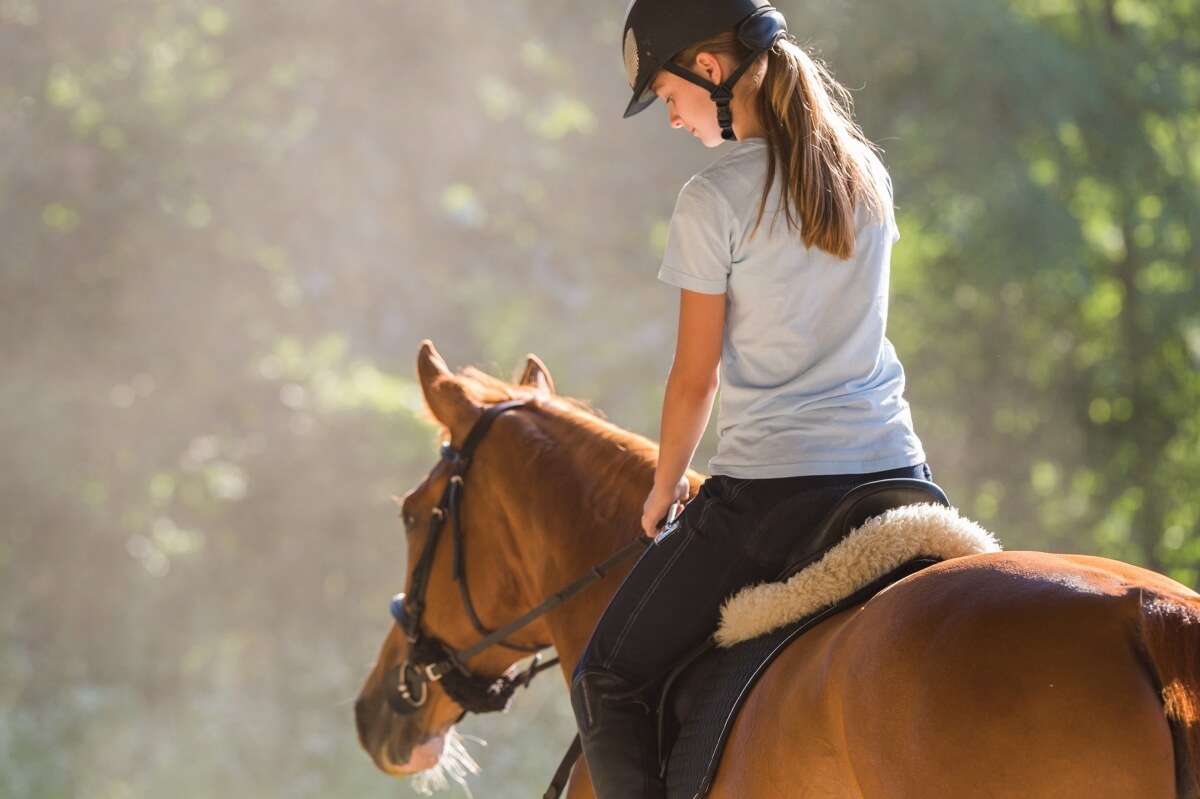 Young girl riding a horse
